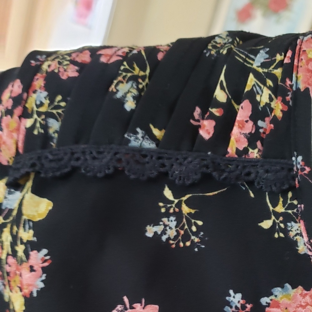 Black Floral Black and Orange Hue Dress - Picture 5 of 8
